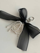 CHIFFON PEARL RIBBON KEY RING