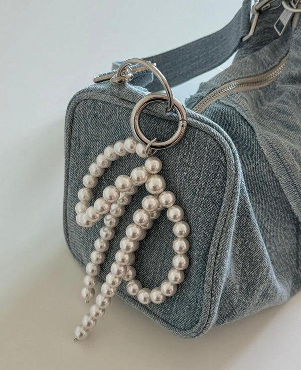 BIG RIBBON PEARL KEY RING