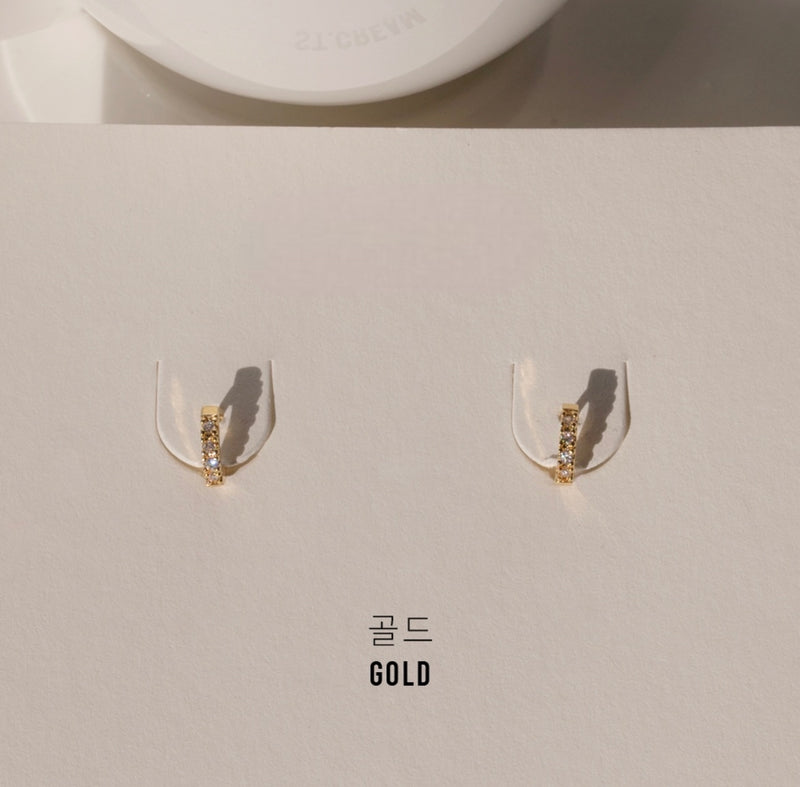 925 MINI CUBIC RING EARRINGS