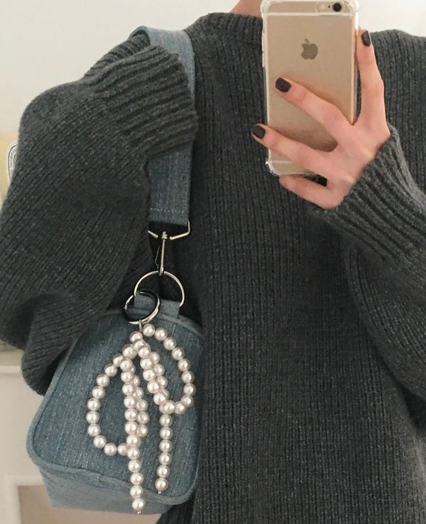 BIG RIBBON PEARL KEY RING