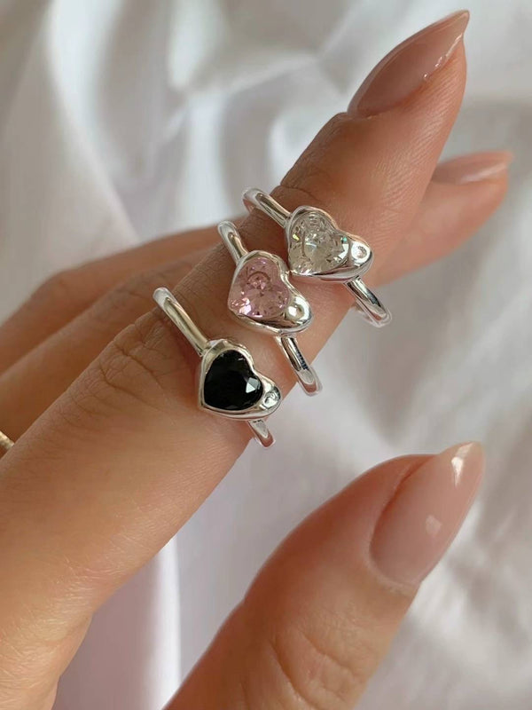 CUBIC HEART OPEN RING