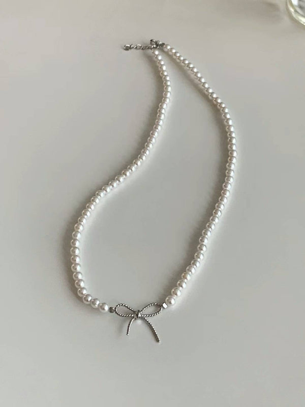 SWAL PEARLS N RIBBON NECKLACE