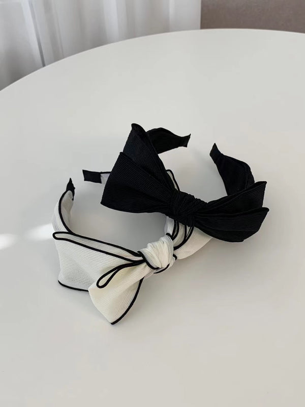 Hair Band with Big Ribbon [White]