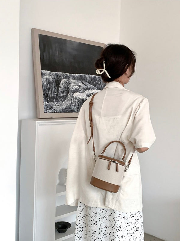 MARTHA CANVAS BAG [Black, Beige]